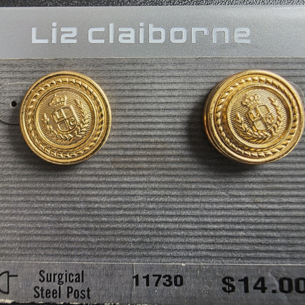 Liz Claiborne Gold Button Earrings